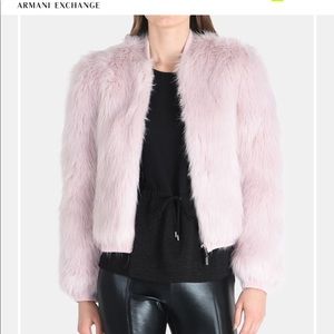 Armani Exchange FAUX-FUR TOPPER, pink faux fur jacket